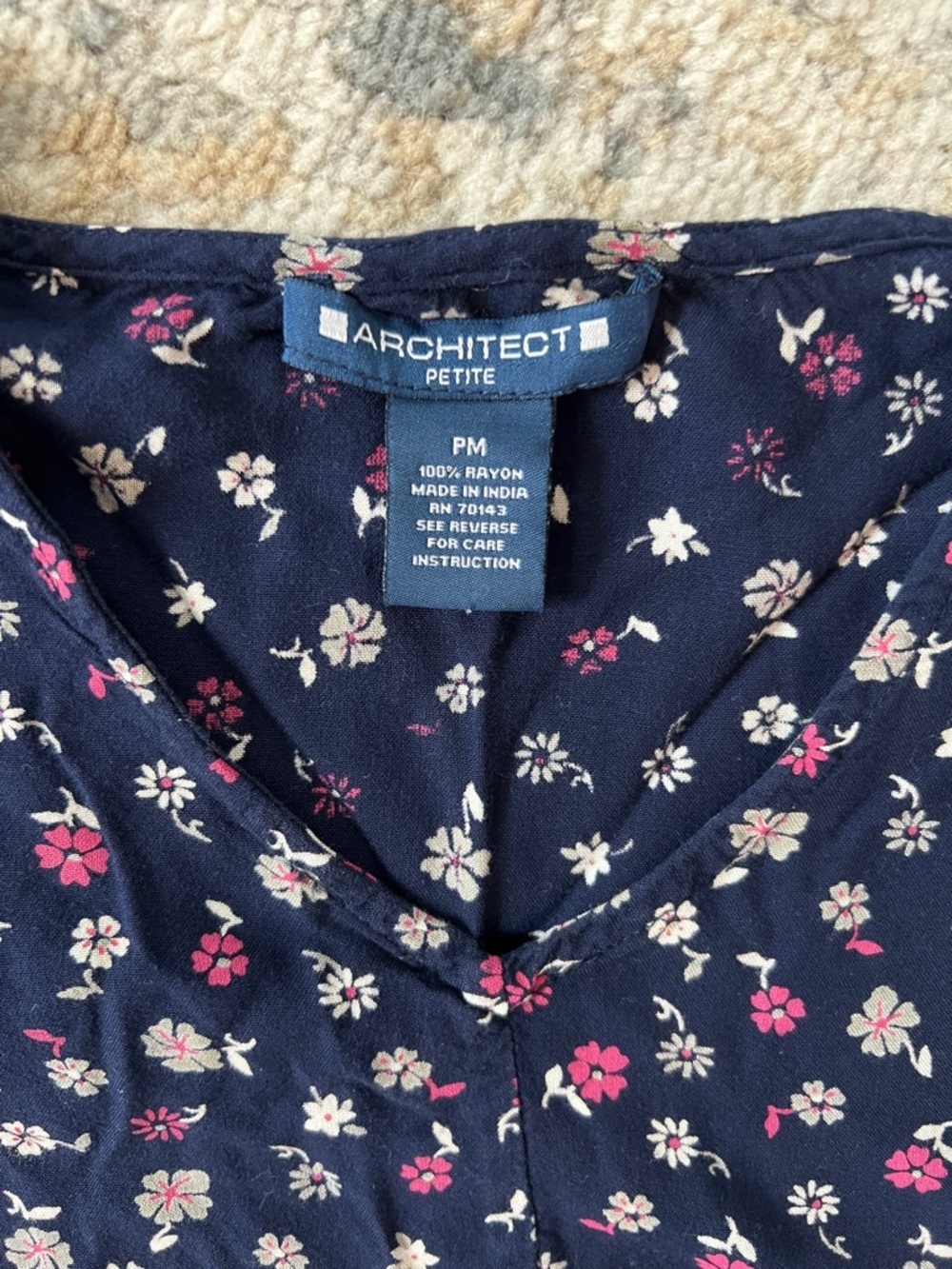 Architect Petite Medium Navy Floral Tie-Waist Shirt - Picture 2 of 5